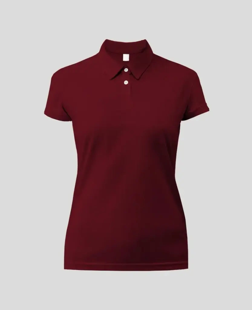 Camiseta Tipo polo Manga Corta Mujer Vinotinto