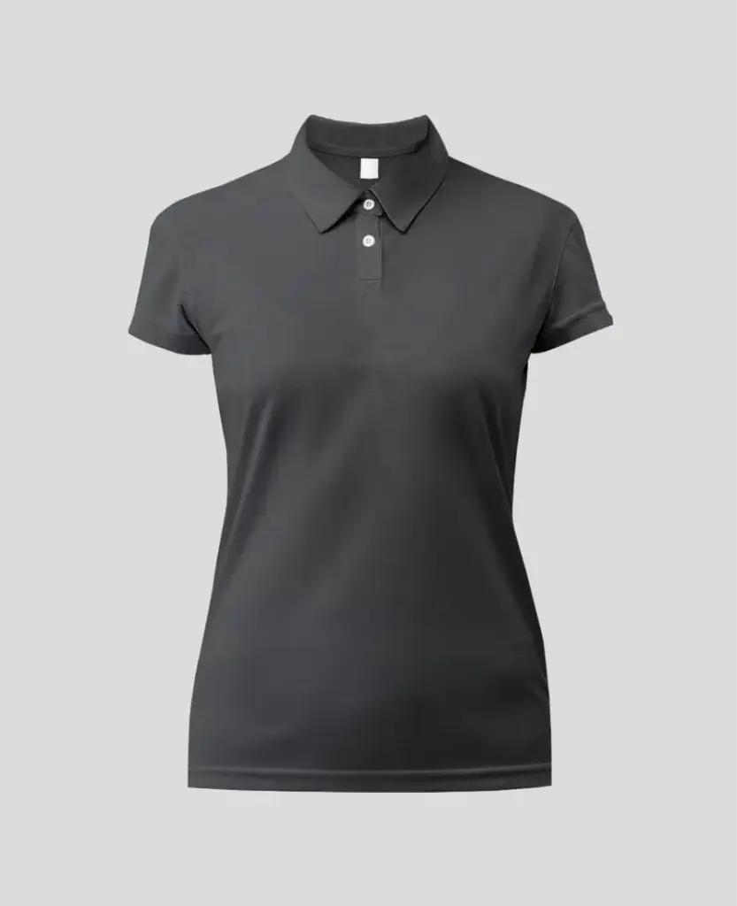 Camiseta Tipo polo Manga Corta Mujer Gris Oscuro