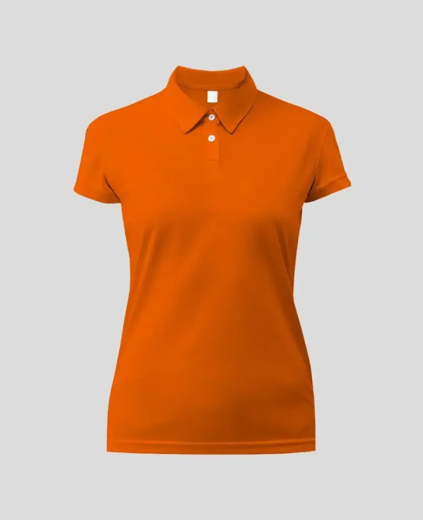 Camiseta Tipo polo Manga Corta Mujer Naranja