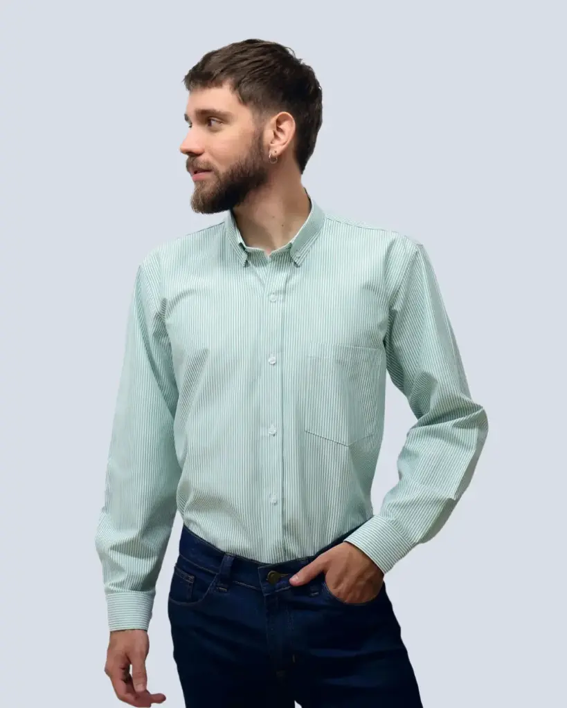 Camisa Oxford a Rayas Manga Larga