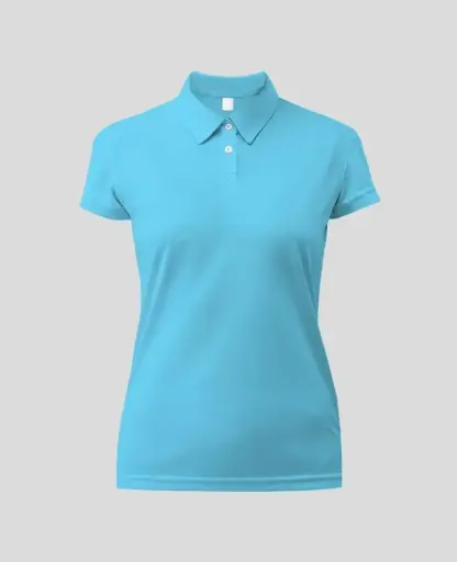 Camiseta Tipo polo Manga Corta Mujer Agua Marina