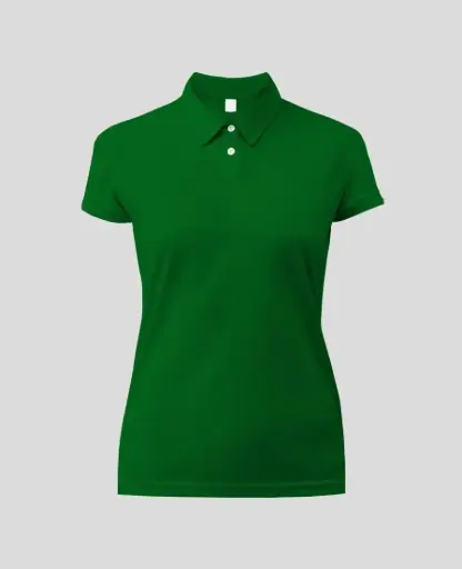 Camiseta Tipo polo Manga Corta Mujer Verde Oscuro