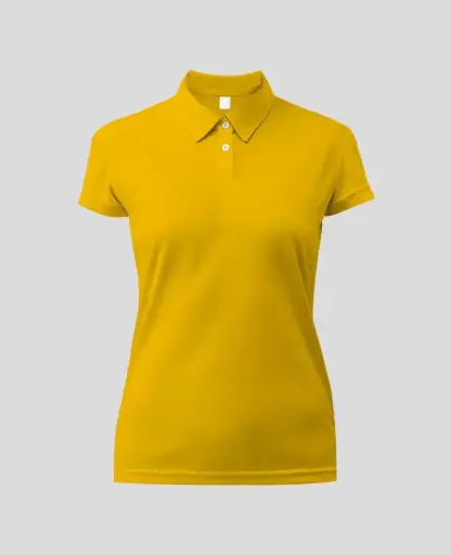 Camiseta Tipo polo Manga Corta Mujer Amarillo fuerte