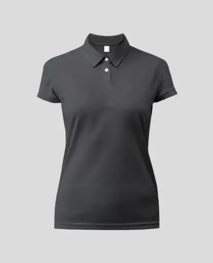 Camiseta Tipo polo Manga Corta Mujer Gris Oscuro
