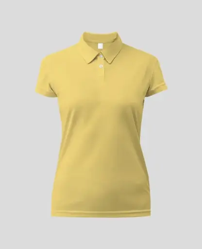 Camiseta Tipo polo Manga Corta Mujer Amarillo Palido