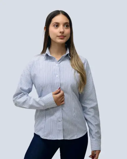 Blusa Oxford a Rayas Manga Larga 